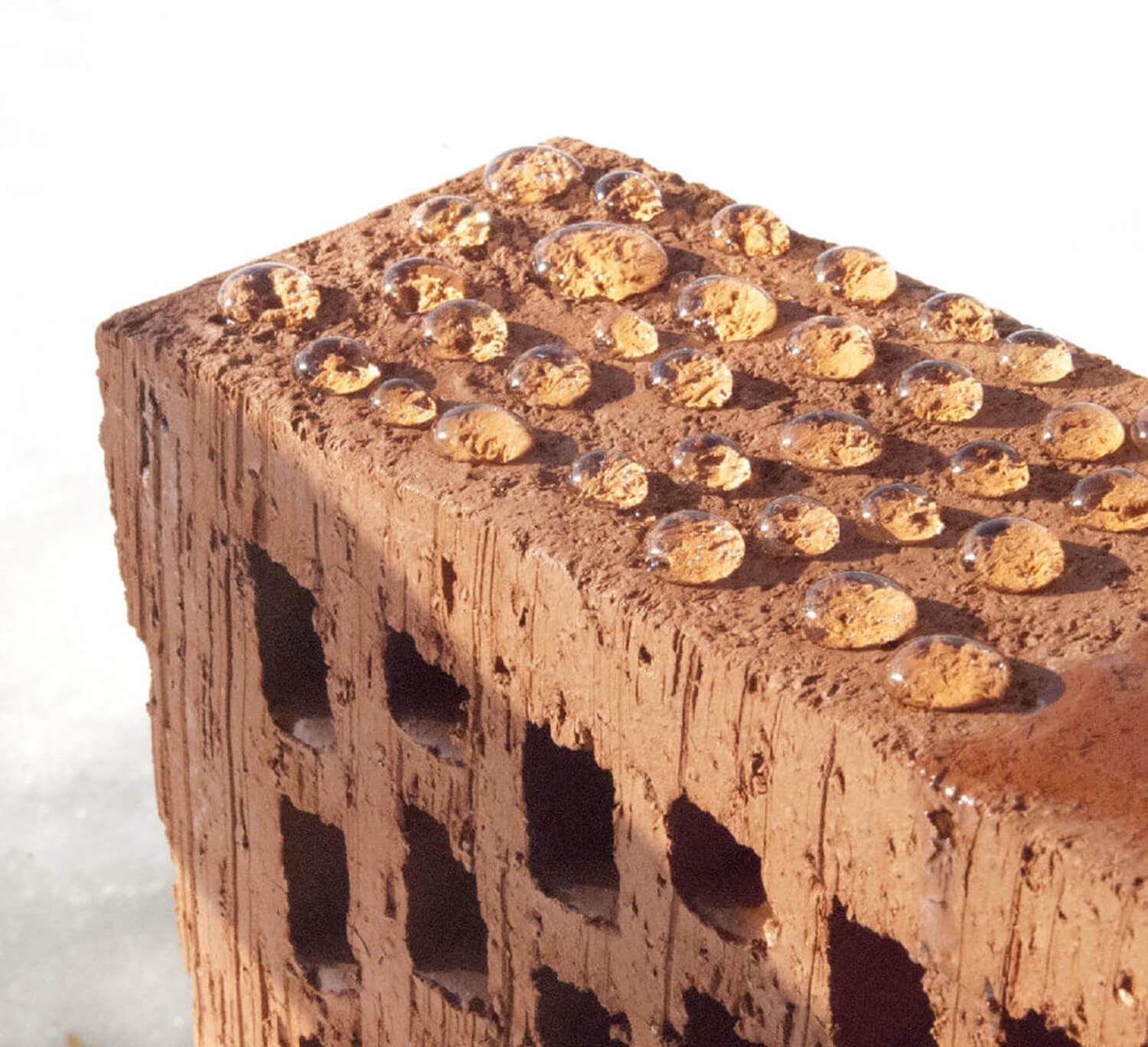 Brick treated with Brickcover water repellent