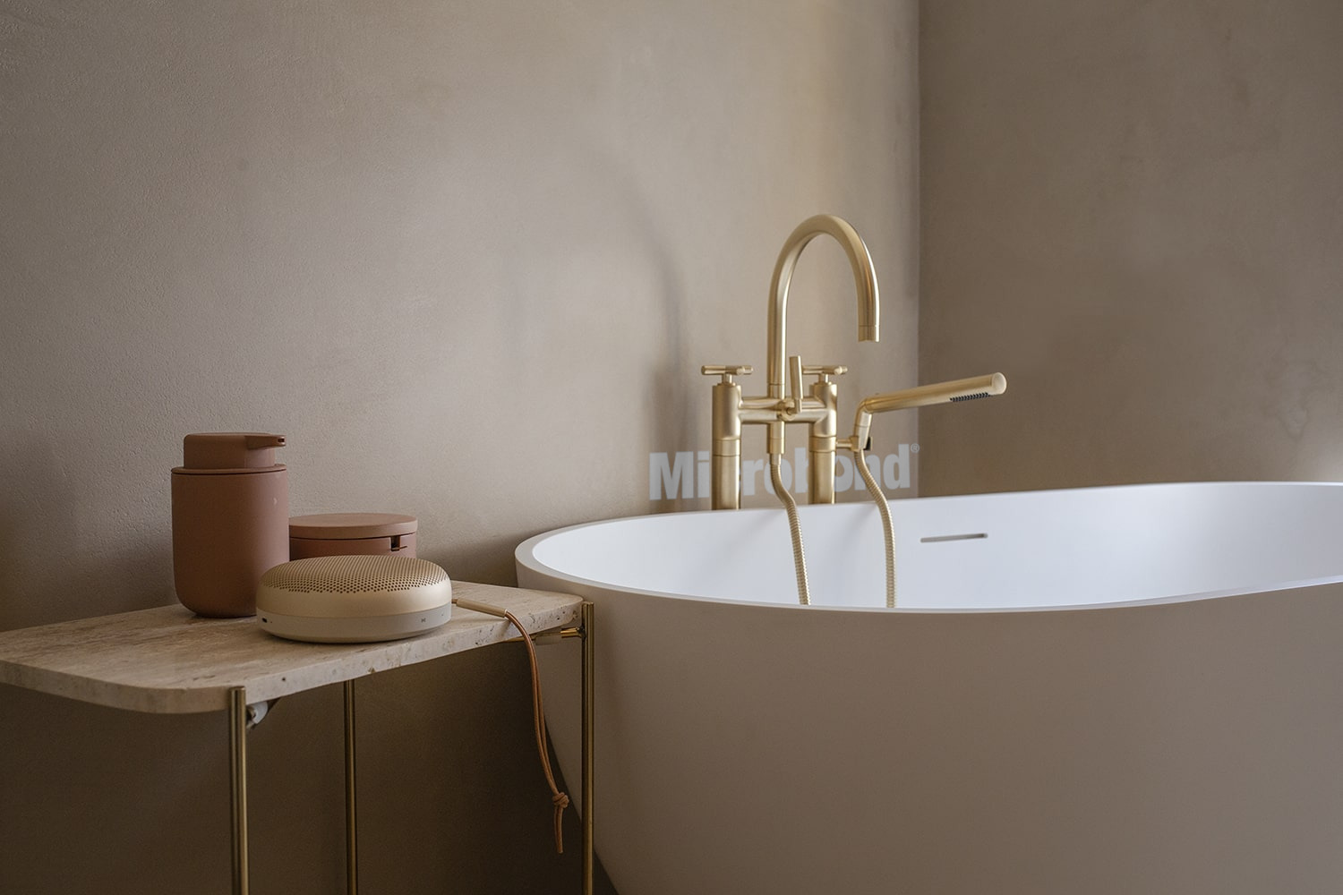 Wonderful sand-colored bathroom wall covering