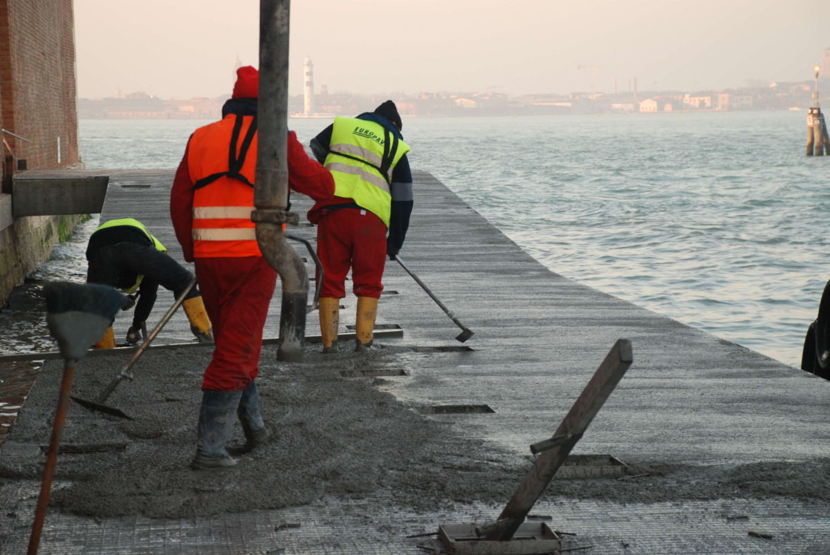 Ecobeton Bonding Agent used on a port quay in Venice