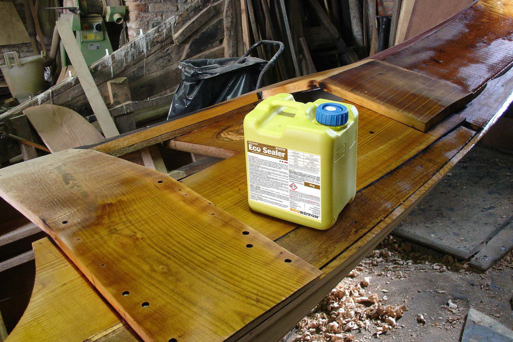A traditional Venetian gondola boat treated with Everwood